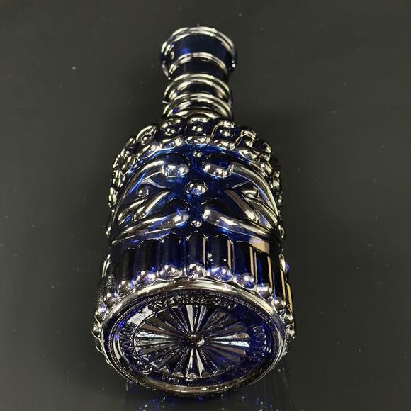 Cobalt Blue Glass Decanter Bottle Empty 11" Tall Vintage Jim Beam’s Bonded Beam - Picture 10 of 11